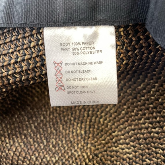 GRACE HATS black-lace covered wide-brim tan paper sun shade hat - Picture 7 of 7